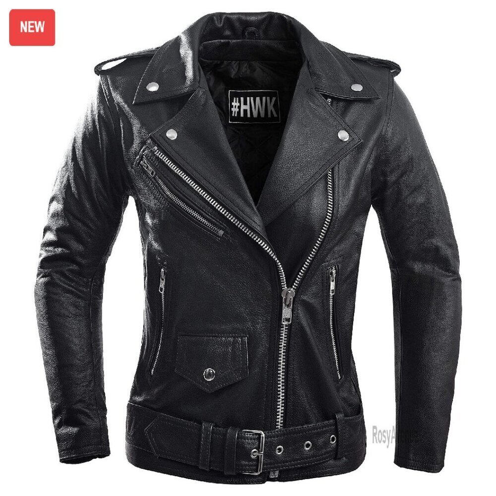 Genuine Leather Motorcycle Jacket Women's Medium Weather Resistant Riding Gear